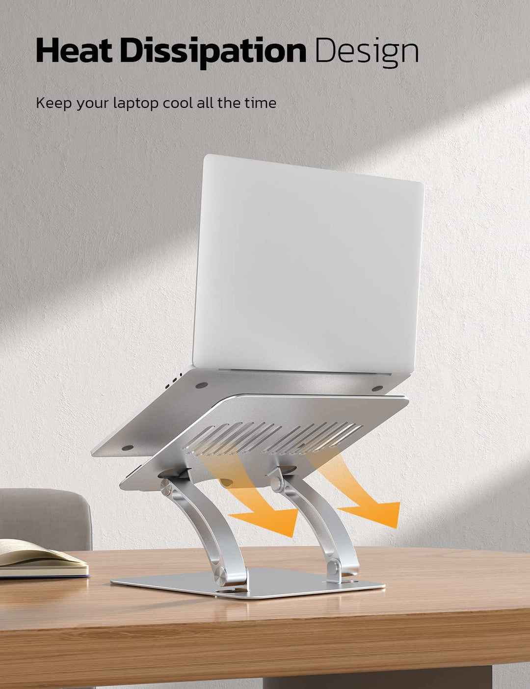 Nulaxy Adjustable Laptop Stand, Ergonomic Laptop Riser up to 10.6 with Heat-Vent, Foldable Laptop Stand for Desk Supports up to 11 Lbs Compatible with MacBook, All Laptops 10-15.7, Silver