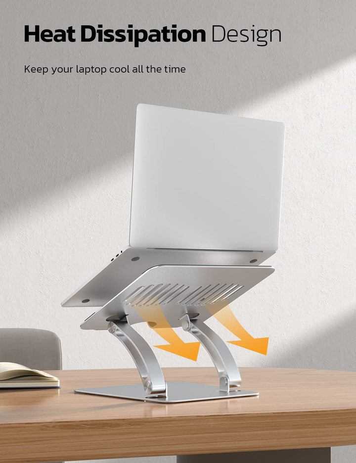 Nulaxy Adjustable Laptop Stand, Ergonomic Laptop Riser up to 10.6 with Heat-Vent, Foldable Laptop Stand for Desk Supports up to 11 Lbs Compatible with MacBook, All Laptops 10-15.7, Silver