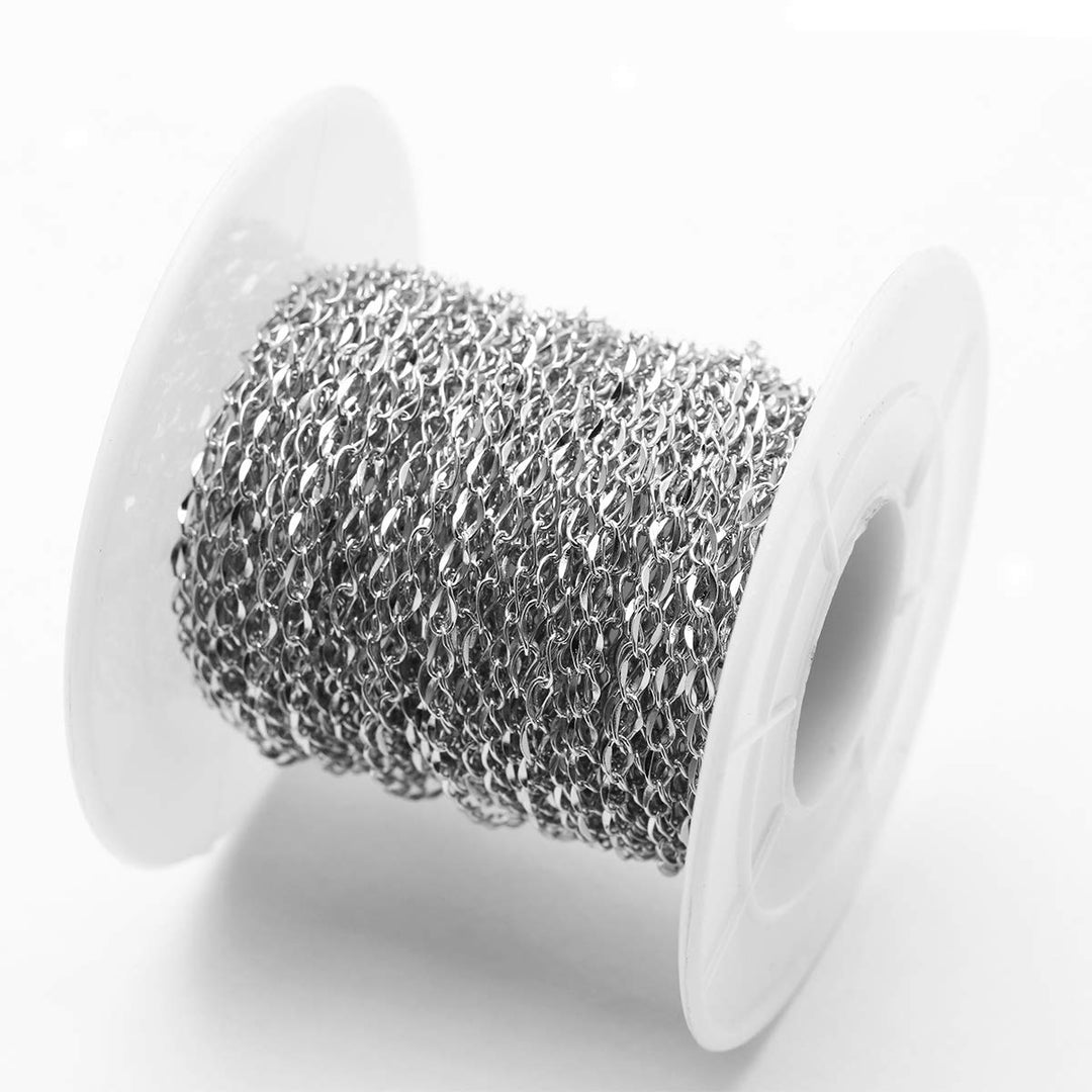 33FT Stainless Steel Jewelry Chains Silver Extender Chains Twisted Cable Chains Link Bulk for Jewelry Makings