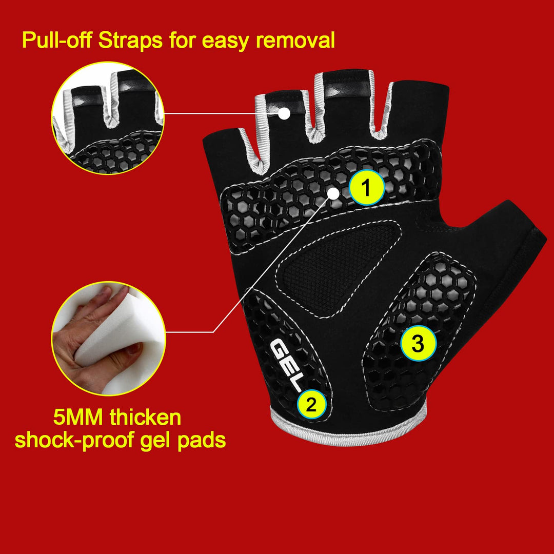 Cycling Gloves Bike Gloves for Men/Women Mountain Road Bike Gloves Fingerless Gloves MTB Bicycle Gloves with Anti Slip Shock-Absorbing Pad-for Cycling/Workout/Motorcycle/Gym/Training/Outdoor