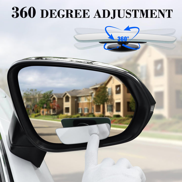 Blind Spot Mirror, Rectangular Shaped HD Glass Frameless Convex Rear View Mirror with wide angle Adjustable Stick for Cars SUV and Trucks, Pack of 2