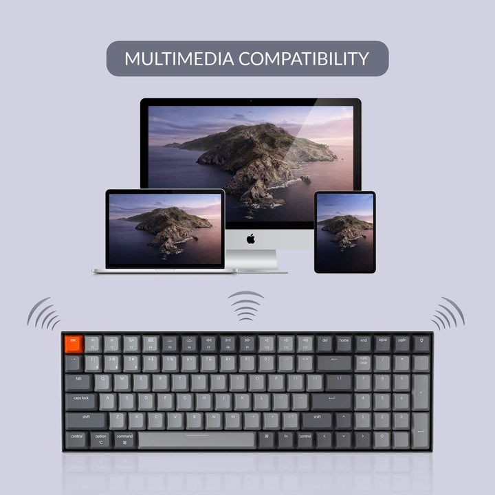 K4 96% Layout 100 Keys Wireless Bluetooth 5.1/Wired USB Mechanical Gaming Keyboard with Gateron G Pro Red Switch RGB Backlight N-Key Rollover for Mac Windows PC-Version 2