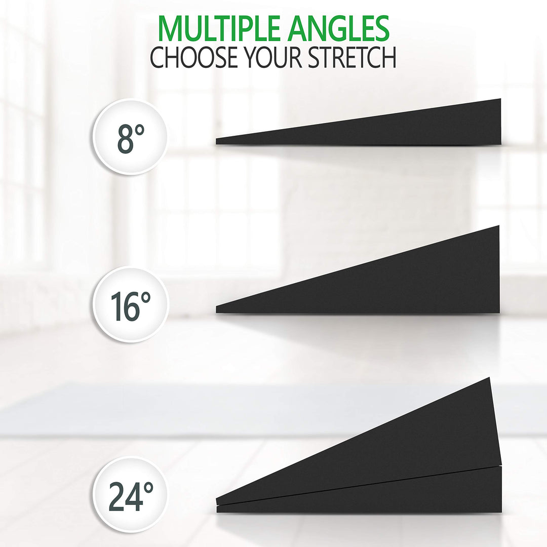 Adjustable 13 Foam Incline Slant Boards 4pc set - Professional Large Yoga Foam Wedge for Leg, Calf, Ankle, and Foot Stretching