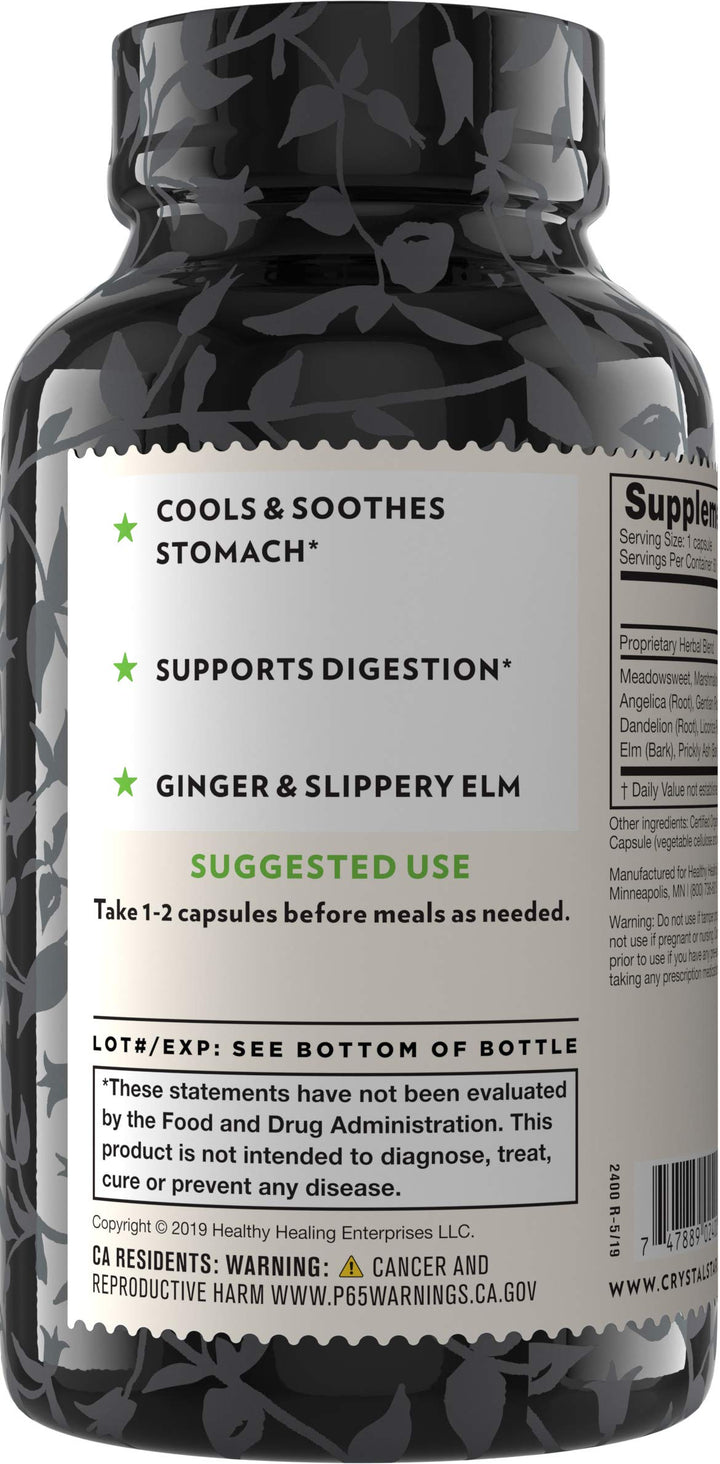 GI Support Supplement (60 Capsules) – Herbal Gut Health Supplement That soothes Occasional Heartburn and Supports Acid Reflux – Ginger, Slippery Elm Bark &amp; Betaine HCL – Non-GMO