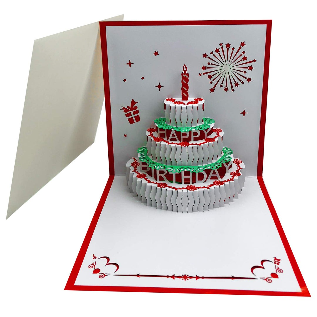 3D Pop Up Birthday Cards,Warming LED Light Birthday Cake Music Happy Birthday Card Postcards Pop Up Greeting Cards Happy Birthday Cards Best for Mom,Wife,Sister,Boy,Girl,Friends 1 Pack