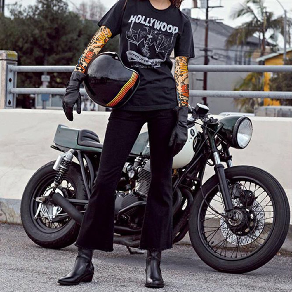 20pcs Tattoo Arm Sleeves Temporary Fake Slip on Arm Protector Body Art Arm Stockings Accessories - Designs Tribal, Dragon, Skull, and Etc.