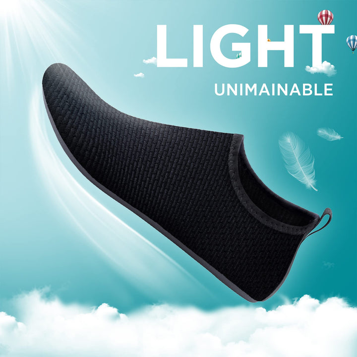 Water Shoes Barefoot Aqua Socks Quick-Dry Non Slip Shoes for Beach Swim Pool River Boating Surf Women Men Black SK002(U)
