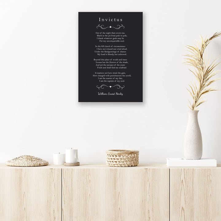 Invictus Poem Quotes Wall Art Canvas Inspirational Poster Motivational Pictures Print William Ernest Henley Poetry Painting Decor Artwork Unframed 12x18 inch (No Framed -Canvas Poster)