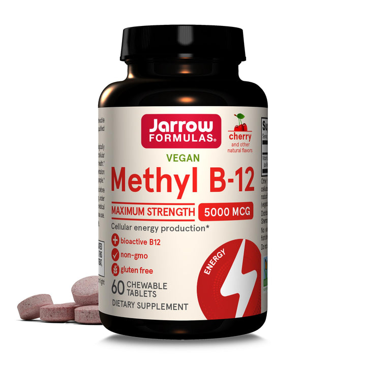 Vitamin B12 5000 mcg - Maximum Strength for Cellular Energy and Brain Health, 60 Cherry Chewable Tablets, B12 Vitamins 5000 mcg
