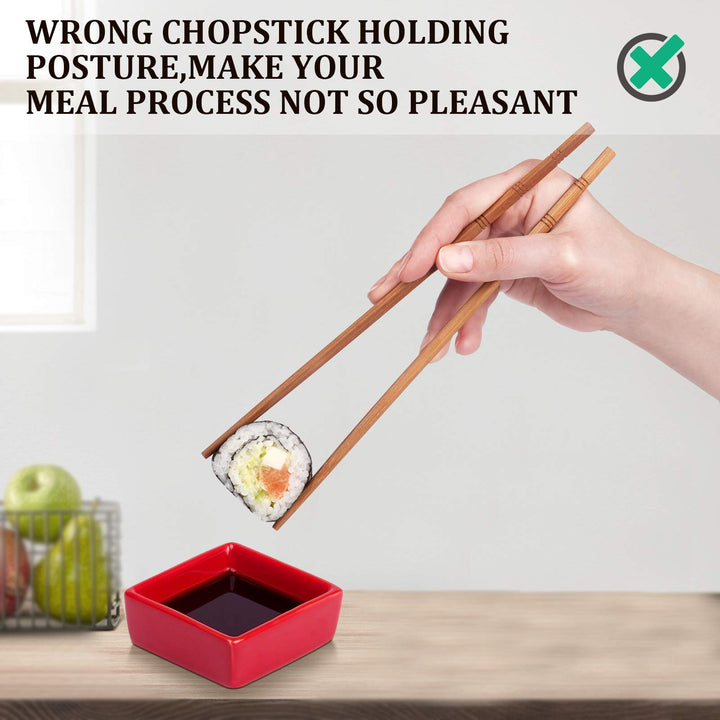 5 Pairs Reusable Chopstick Helpers Practice Chinese Chop Stick Training Chopsticks for Many Age, Kids, Adult, Beginner, Trainers or Learner (Red)