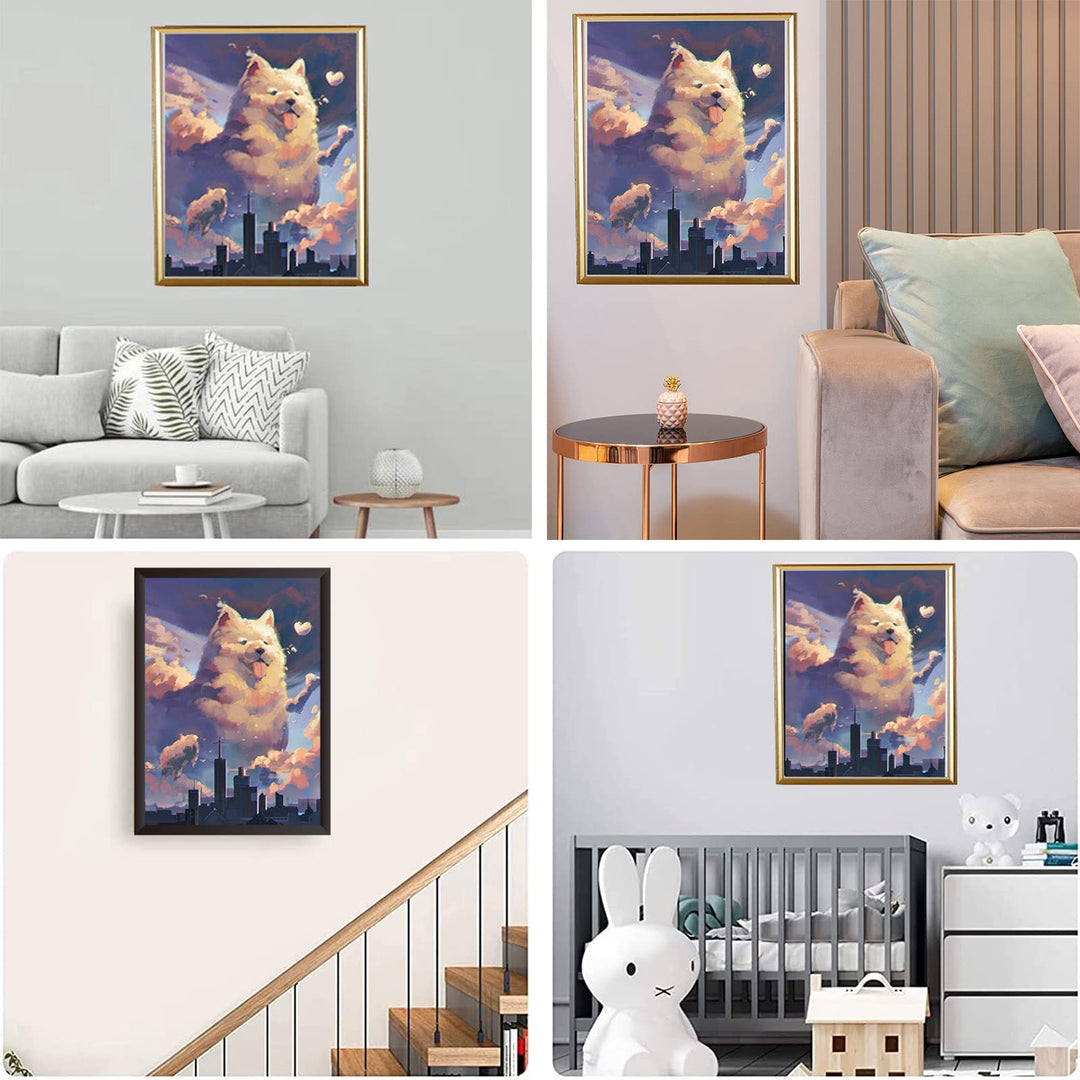 Dog Diamond Painting Kits, 5D Full Drill Anime Diamond Art Painting with Cute Animals, Blue Sky, Perfect for Adults Kids Beginners DIY Crafts, Wall Decoration, Creative Gifts(40×50cm)