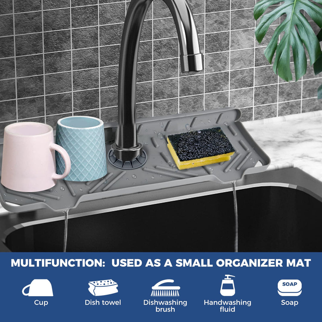 Silicone Faucet Handle Drip Catcher Tray Mat, Silicone 
