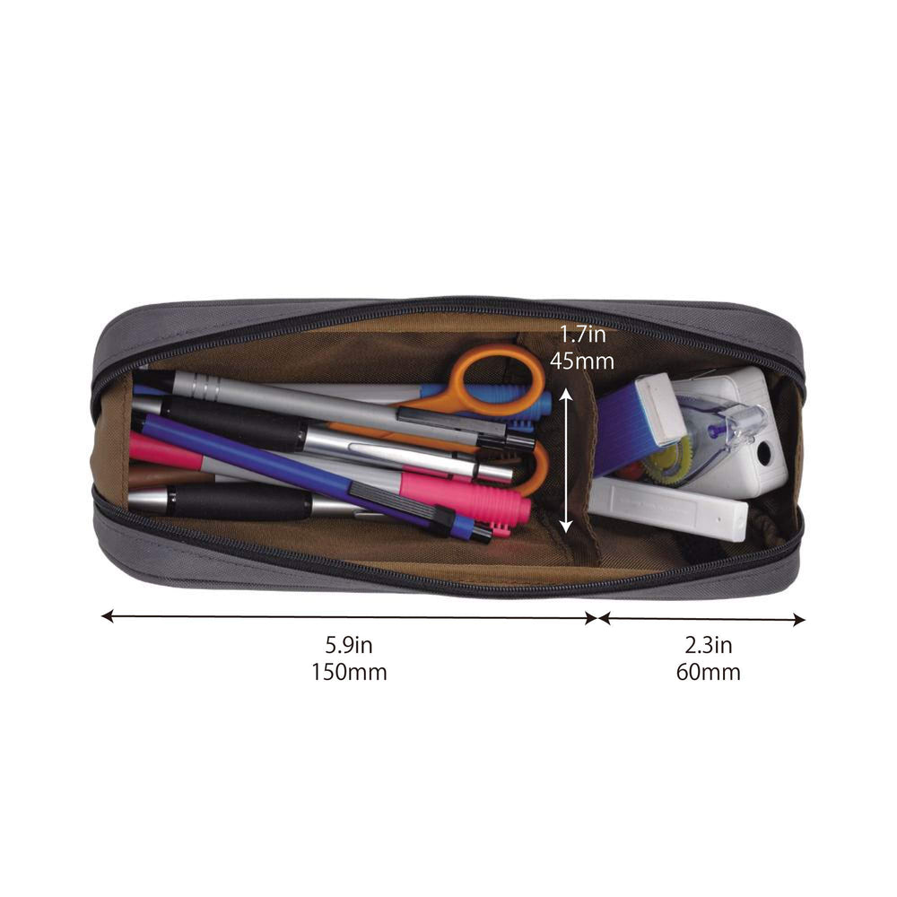 LIHIT LAB Large Capacity Zipper Long Pencil Case For School Office College, Big Capacity Pencil Bag Holder Adults Teen Boys Girls, Travel Cosmetics Storage, Jet Black (A7552-124)