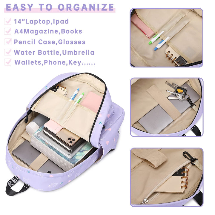 mygreen Waterproof School Backpack for Girls Teens Cute