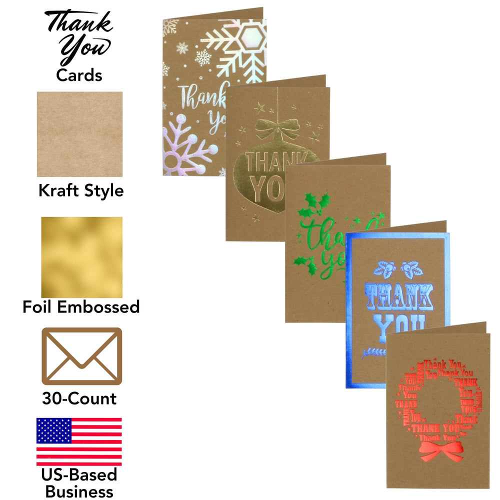 Iconikal Kraft Christmas Thank You Cards with Envelopes