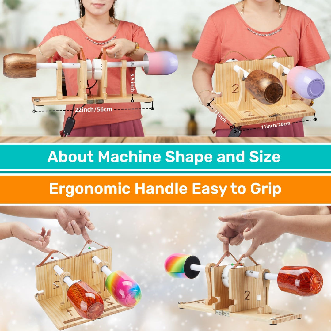 Double 2 Cup Turner Spineer for Crafts,Epoxy Resin 2 Tumbler Spinner Machine Kit,DIY Glitter Epoxy Tumblers