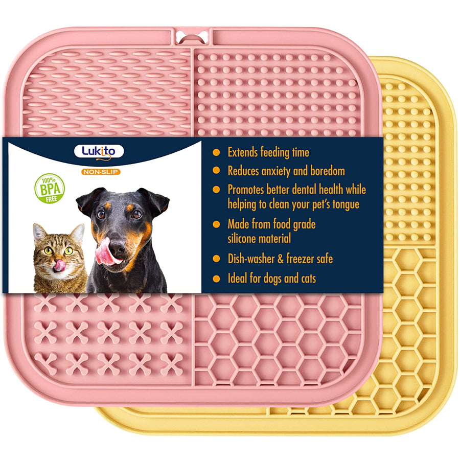 Lick Mat for Dogs & Cats 2 Pack with Suction Cups, Dog Lick Mat for Anxiety Relief, Dog Toys to Keep Them Busy, Peanut Butter Lick Pads for Boredom Reducer, Perfect for Bathing Grooming