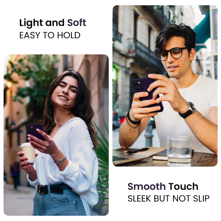for iPhone 14 Pro Case, Silicone Upgraded [Camera Protection] Phone Case with [2 Screen Protectors], Soft Anti-Scratch Microfiber Lining Inside, 6.1 inch, Purple