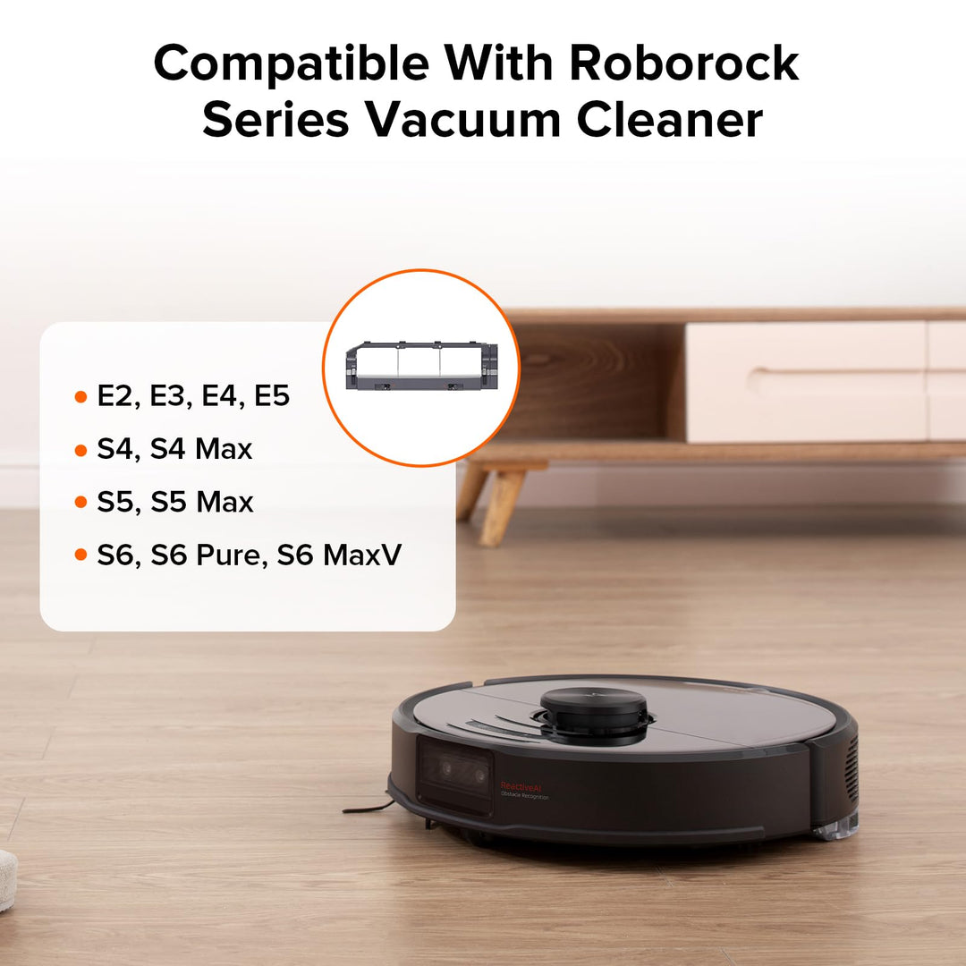 Rubber Main Brush Cover Replacement for E2, E3, E4, E5, S4, S4 Max, S5, S5 Max, S6, S6 Pure and S6 MaxV Robot Vacuum Cleaner, Roller Brush Cover Accessories (Black)