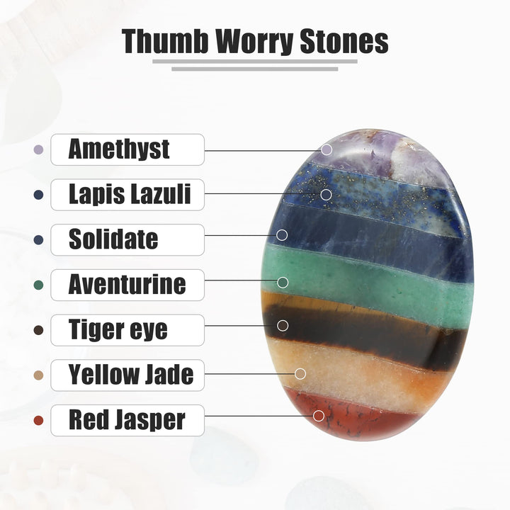 2 Pcs Stone Thumb Worry Stone Polished Palm Stones Faux Healing Crystal for Stress Relax