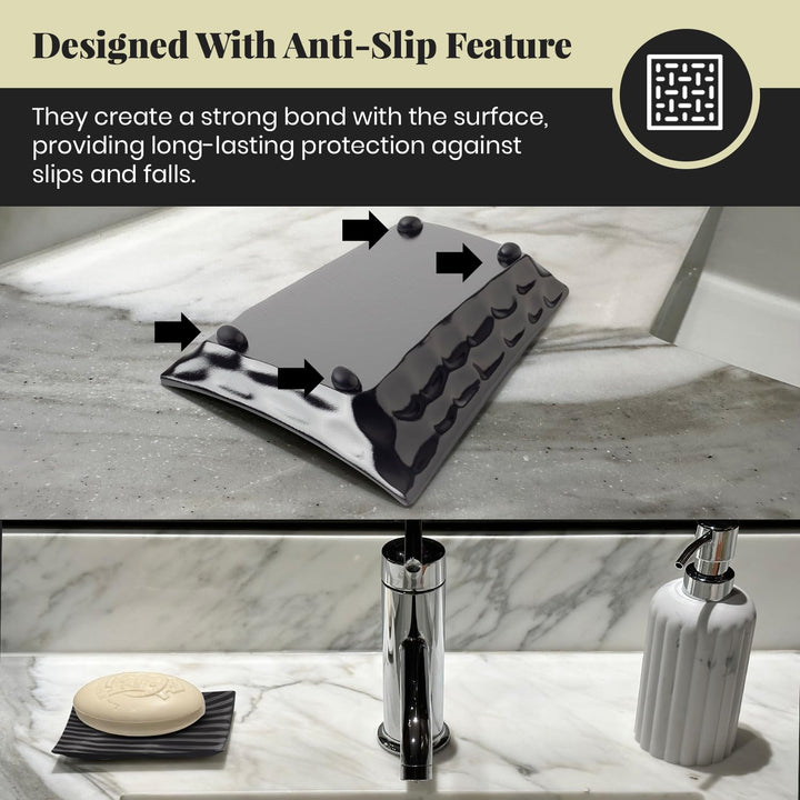 Modern Zen Black Ceramic Soap Dish - 4.9 x 3 Inches Sleek Soap Tray - Durable Bar Soap Holder with Soap Saver Ridges, Soap Tray for Bathroom, Kitchen, or Shower