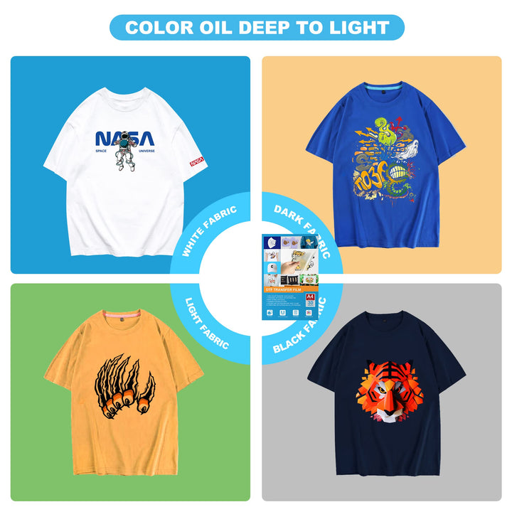 DTF Transfer Film-A4(8.3 x 11.7) 30 Sheets PET Clear PreTreat Sheets-Heat Transfer Paper for DYI Direct on T-Shirts Textile