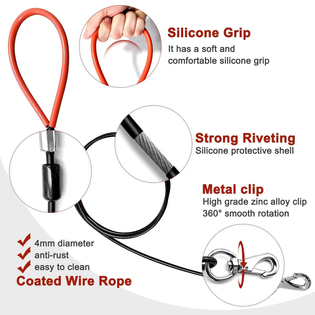 Chew Proof Heavy Duty Leash for Dogs Up to 250 Pound,Metal Cable Lead Made of Coated Wire Rope with Soft Padded Handle,Chew Resistant Dog Leash for Large and Medium Dog