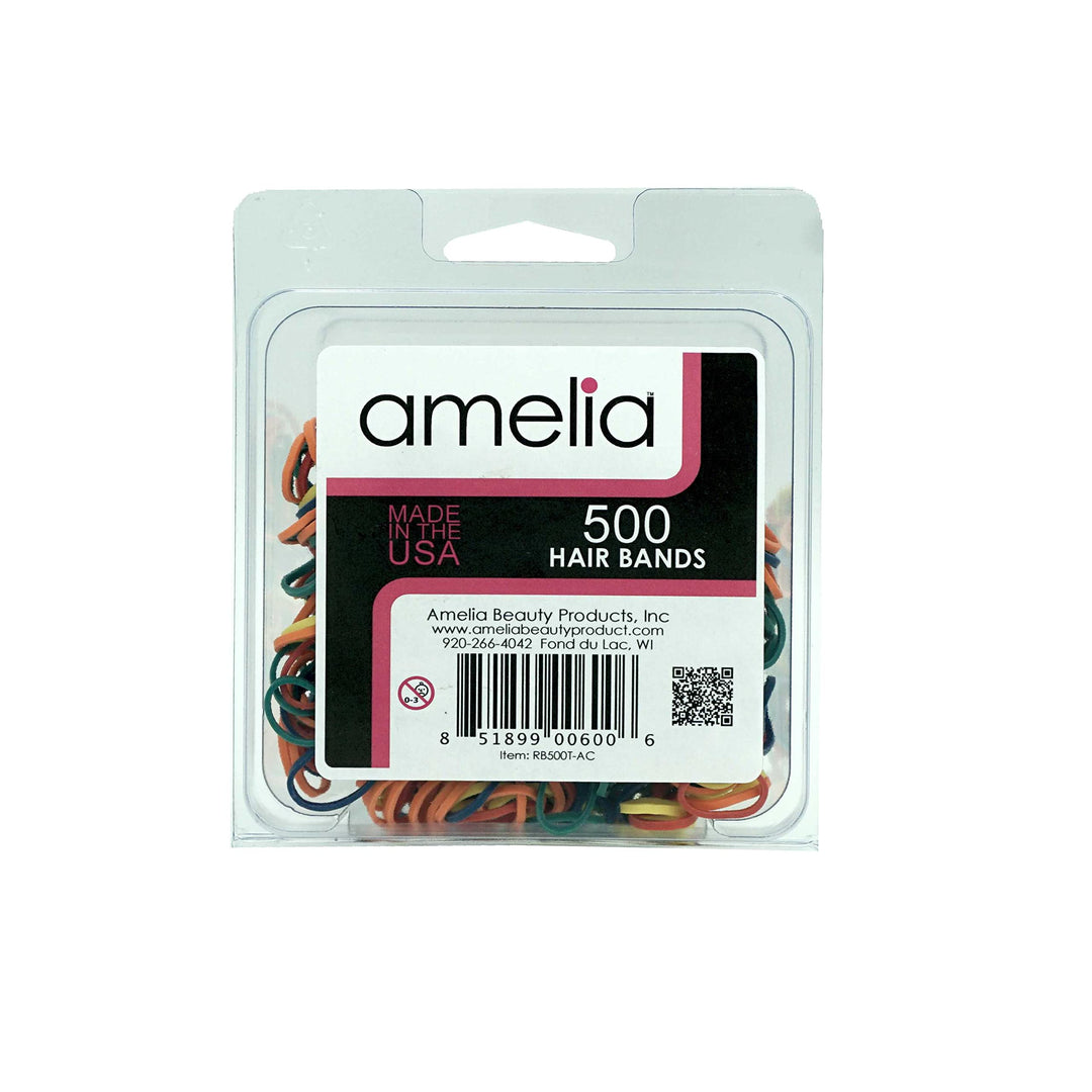 Amelia Beauty 500 Count Elastic Rubber Bands in Re-closable Container (Assorted Colors)