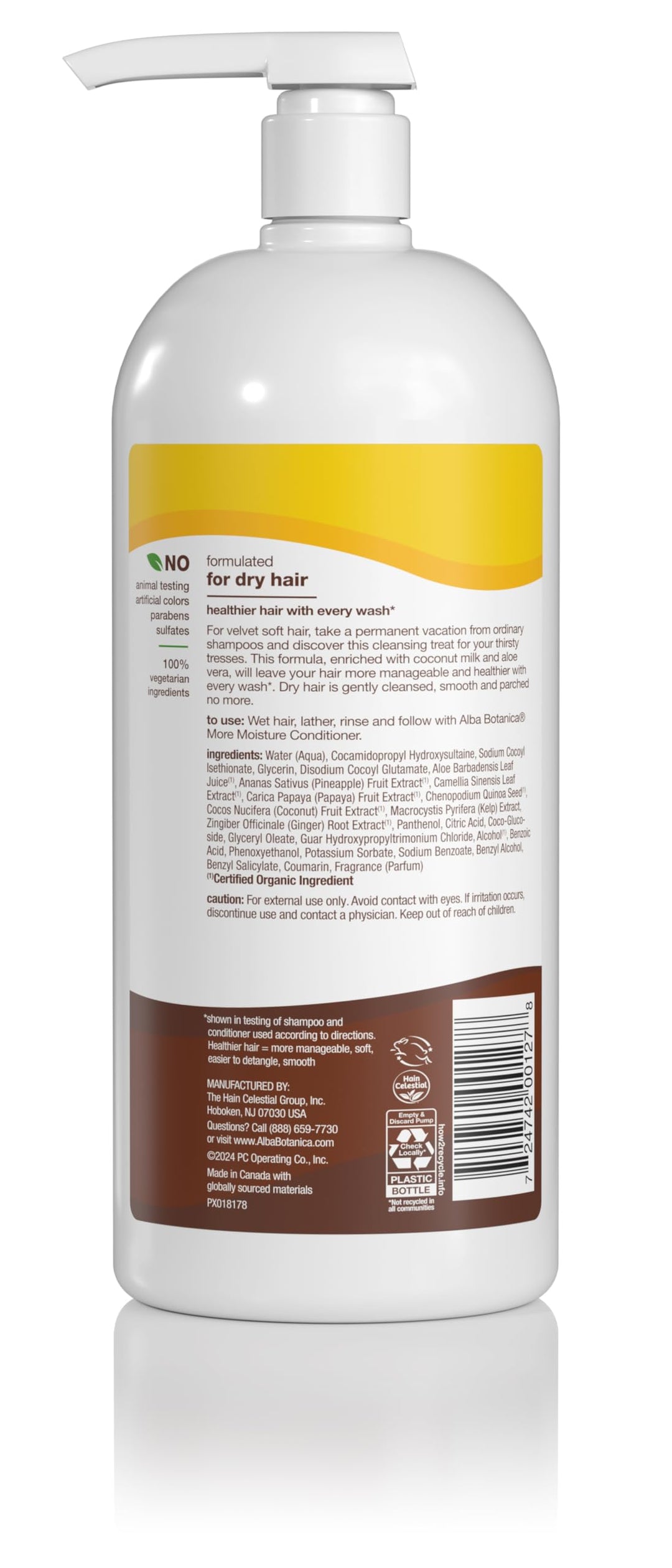 Alba Botanica More Moisture Shampoo, Coconut Milk, 32 Oz (Packaging May Vary)