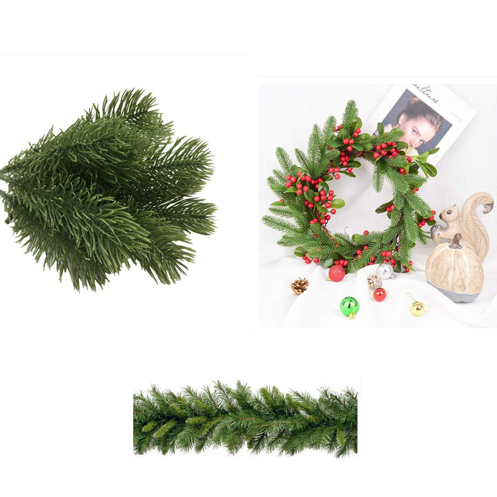 60 Packs Similated Pine Branches, 5.5 Christmas Green Plants Pine Needles Branches Garland for DIY Garland Wreath Embellishing and Home Garden Decoration
