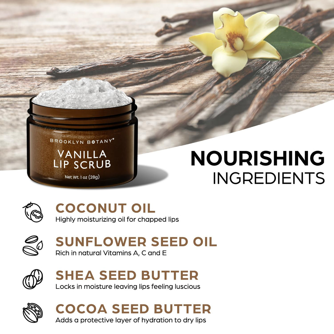 Lip Scrub Exfoliator 1 oz ââ‚¬â€œ Lip Moisturizer for Dry Lips and Chapped Lips ââ‚¬â€œ Gentle Lip Exfoliator for Smooth and Brighter Lips ââ‚¬â€œ Vanilla Flavor