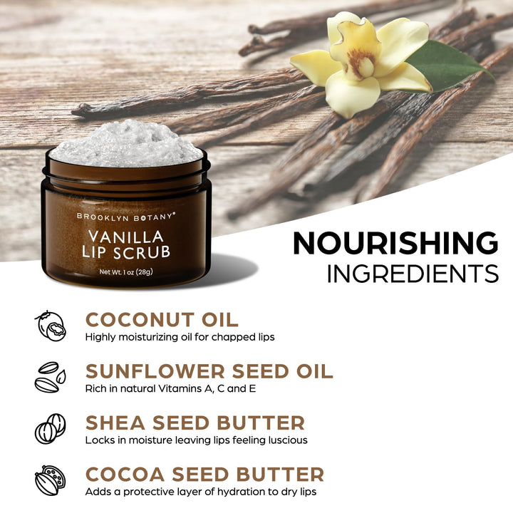 Lip Scrub Exfoliator 1 oz ââ‚¬â€œ Lip Moisturizer for Dry Lips and Chapped Lips ââ‚¬â€œ Gentle Lip Exfoliator for Smooth and Brighter Lips ââ‚¬â€œ Vanilla Flavor