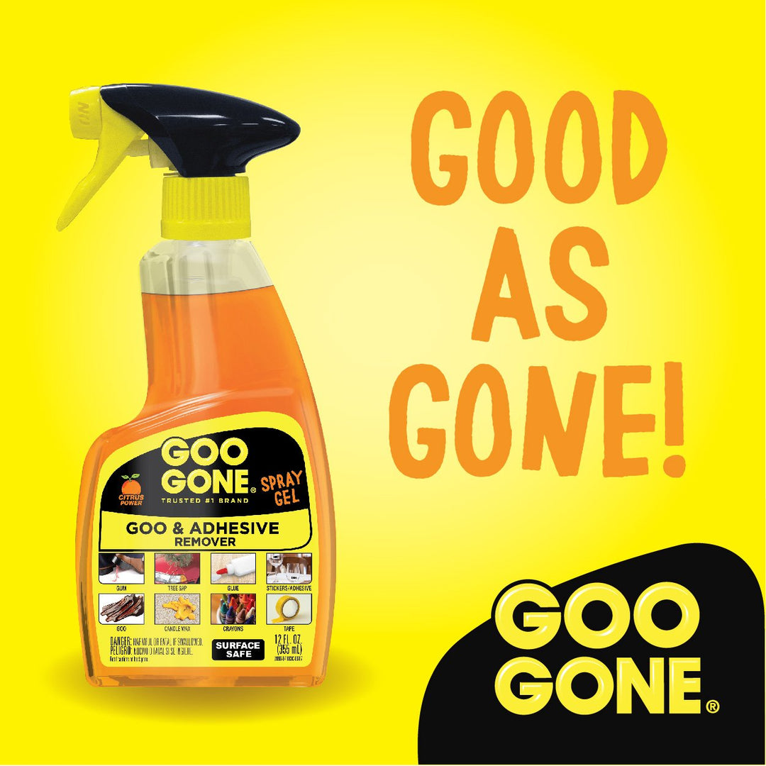 Adhesive Remover Original Spray Gel - Removes Chewing Gum, Grease, Tar, Stickers, Labels, Tape Residue, Oil, Blood, Lipstick, Mascara, Shoe Polish, Crayon - 12 Ounce