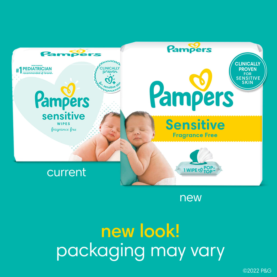 Pampers Baby Wipes Sensitive Perfume Free 1X Pop-Top Pack 56 Count