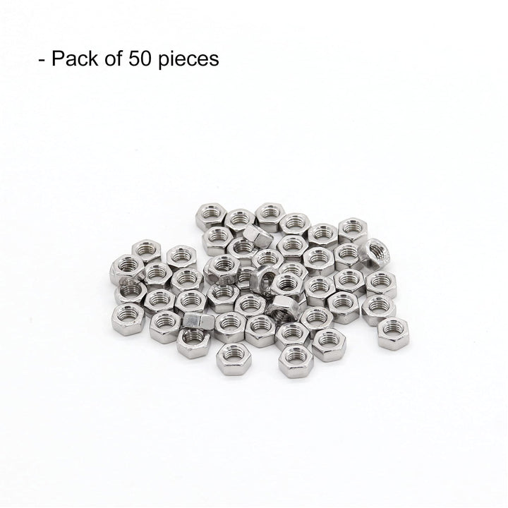 M5 Hex Nuts, M5 x 0.8mm Stainless Steel 18-8 304 A2-70 Metric Coarse Thread Hexagon Nut 50pcs