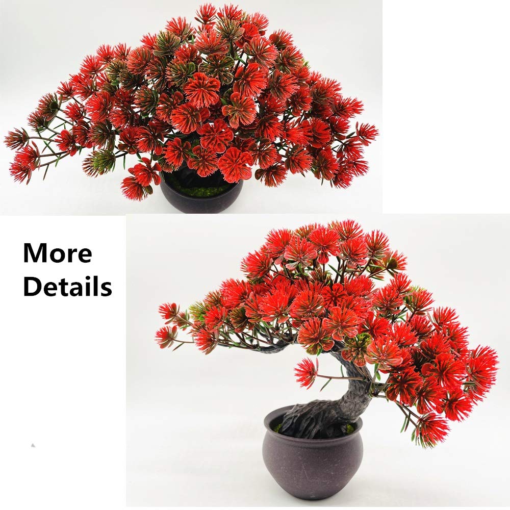 Artificial Plants Artificial Bonsai Juniper Tree Potted Faux Japanese Pine Bonsai Simulation Zen Garden Fake Plant Artificial Bonsai Tree for Home Office Showcase Indoor Décor Desktop Display