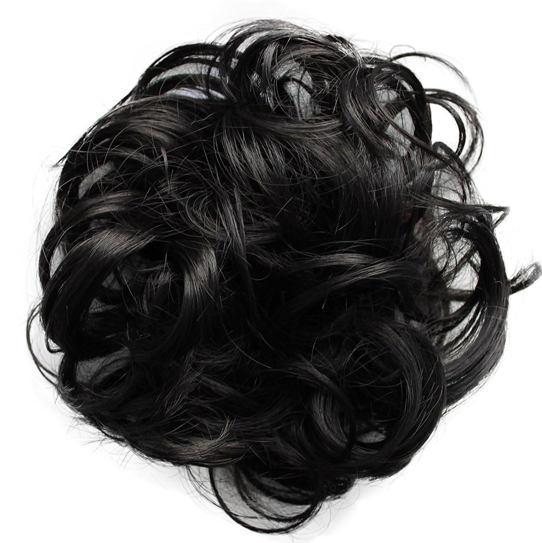 PRETTYSHOP Scrunchie Scrunchy Bun Up Do Hair piece Hair Ribbon Ponytail Extensions Wavy Curly or Messy Verious Colors (black brown 2 G41A)