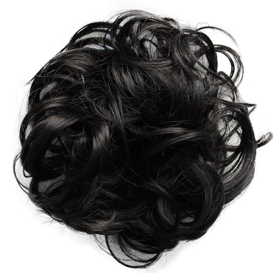 PRETTYSHOP Scrunchie Scrunchy Bun Up Do Hair piece Hair Ribbon Ponytail Extensions Wavy Curly or Messy Verious Colors (black brown 2 G41A)
