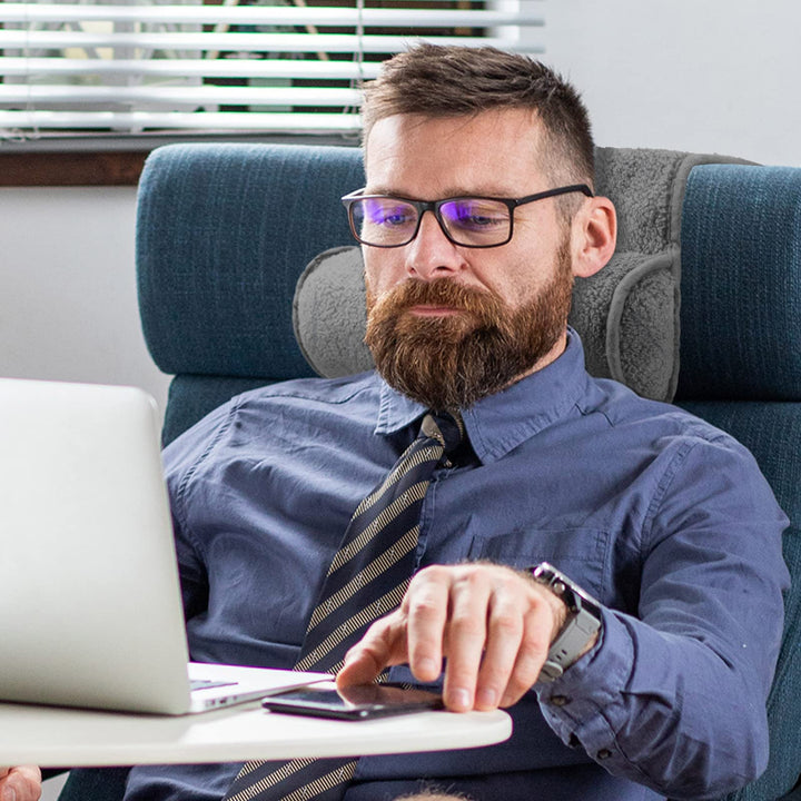 Neck Pillow for Recliner Head Pillow Adjustable Plush Pillow Neck Roll Non Slip Fleece Couch Neck Head Support Pillow for Travel Home Recliner Sofa Armchair(Gray)