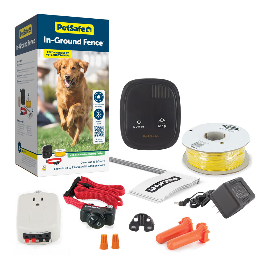 In-Ground Pet Fence for Dogs and Cats Over 8 lb. - Waterproof with Tone and Static Correction - Invisible Fence with Electric Dog Collar