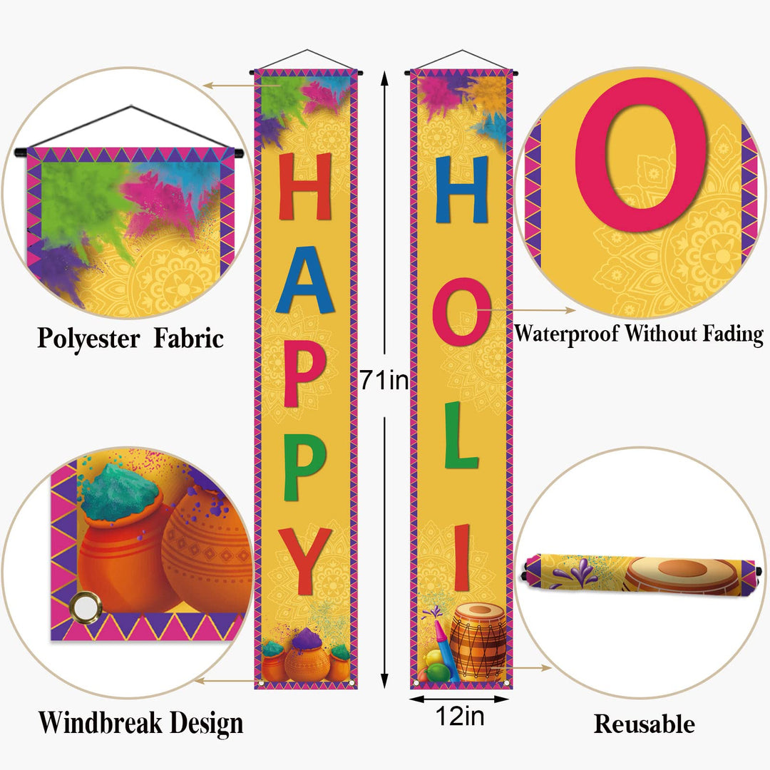 Nepnuser Happy Holi Porch Banner Indian Festival of Col