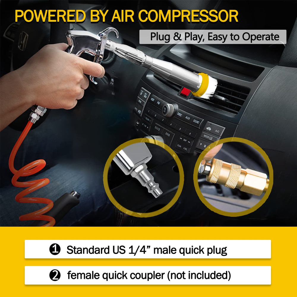 Car Cleaning Gun High Pressure Air Blow Gun Interior Car Cleaning Kit Interior Detailing Kit Air Duster Blower Gun Car Duster Air Compressor Needed High Pressure Car Cleaning Tools (Silver)