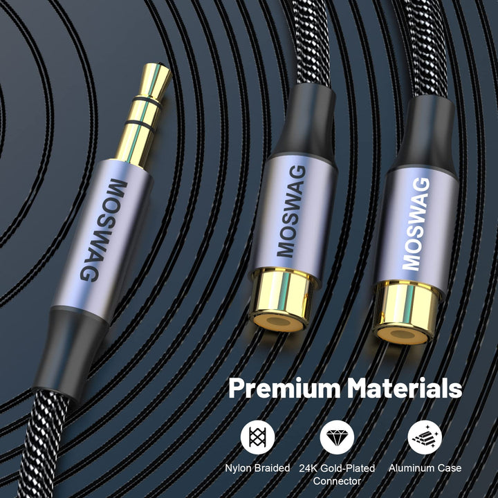 MOSWAG 3.5mm to Dual RCA Audio Cable 2 Packs,3.5mm Male
