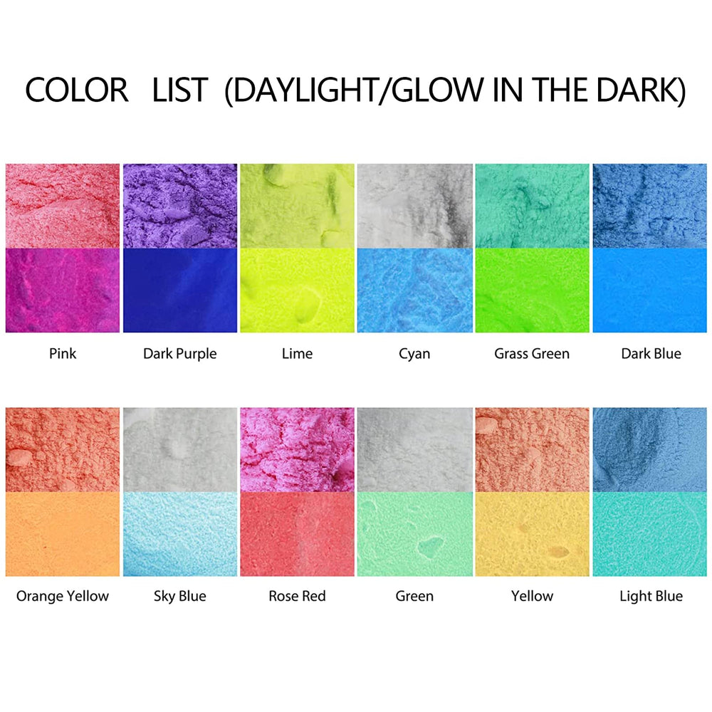 Glow in the Dark Pigment Powder, Halloween 12 Color 0.7