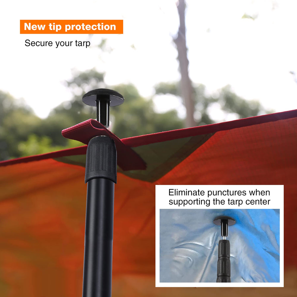 Aluminum Adjustable Camping Tarp Poles, Set of 2, 36in to 90in Telescoping Lightweight waterproof Tent Poles for Shelter, Hammock Rain Fly, Awning, Black