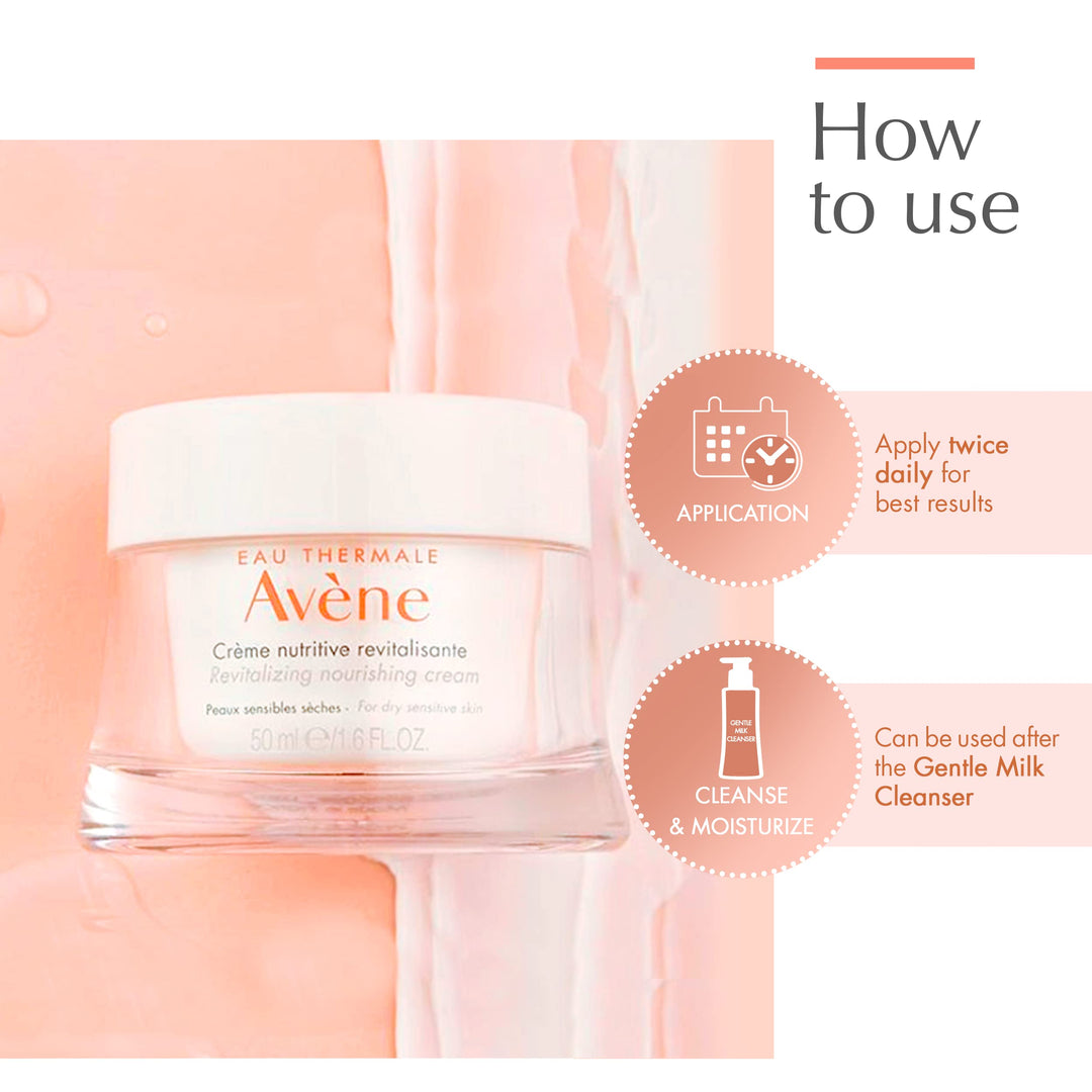 Eau Thermale Avène Revitalizing Nourishing Cream, Ultra Nourishing Face Moisturizer, Non-comedogenic 1.6 fl. oz.