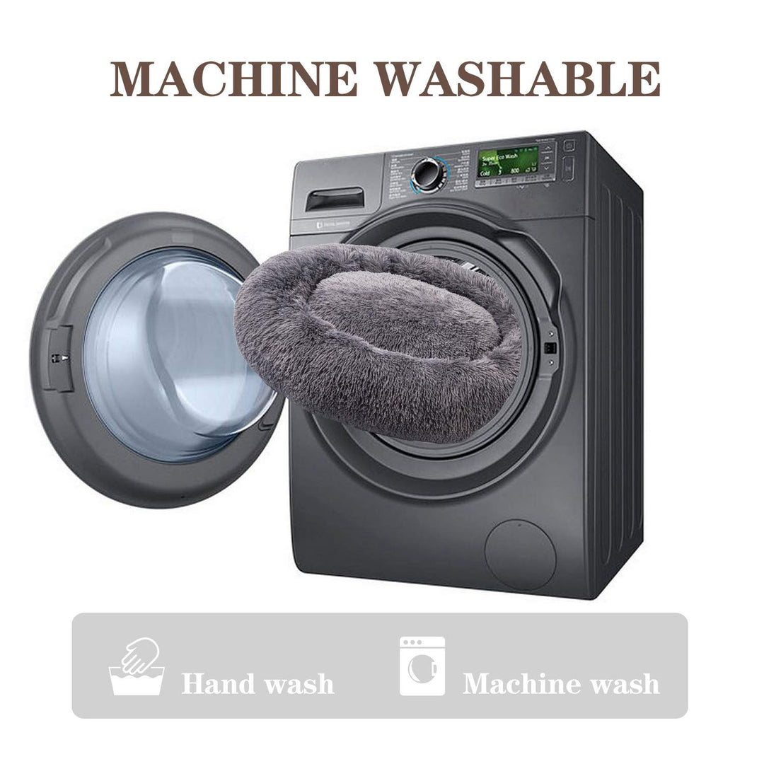 Calming Dog Bed (L/XL/XXL/XXXL) for Medium and Large Dogs Comfortable Pet Bed Faux Fur Donut Cuddler Up to 25/35/55/100lbs