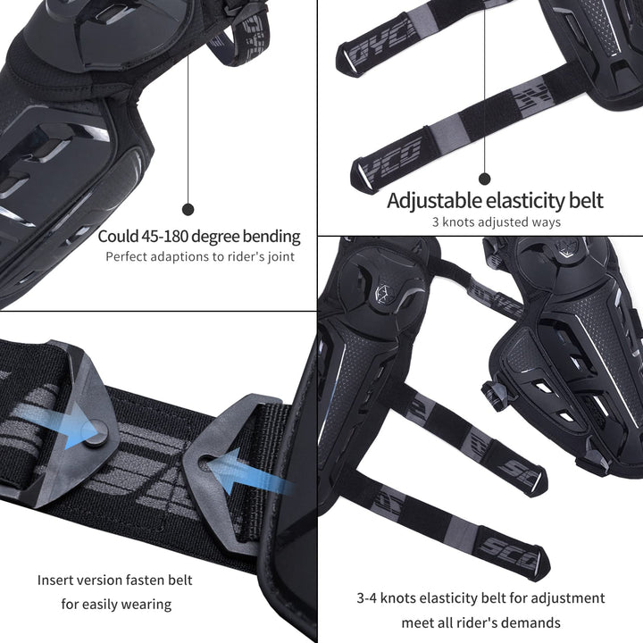 4Pcs Knee-and-Shin Guards Elbow Guards Anti-slip for Men 2 in 1 Protector Adjustable Powersport Protection/Motorbike/Racing/Motorcycle/Cycling