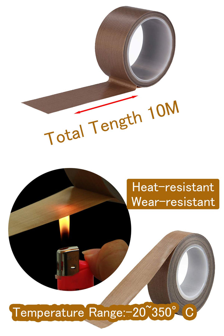 PTFE Coated Fiberglass Telfon Tape, 1.18 x 33 Feet,high Temperature Tape,Welding Sealing Tape,Drying Mechanical Conveyor Belt, Teflon Tape for Vacuum Sealer Machine