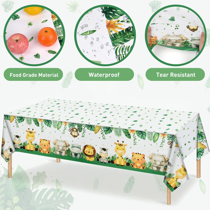 Rowland County 3Pcs Jungle Safari Tablecloths, Jungle T